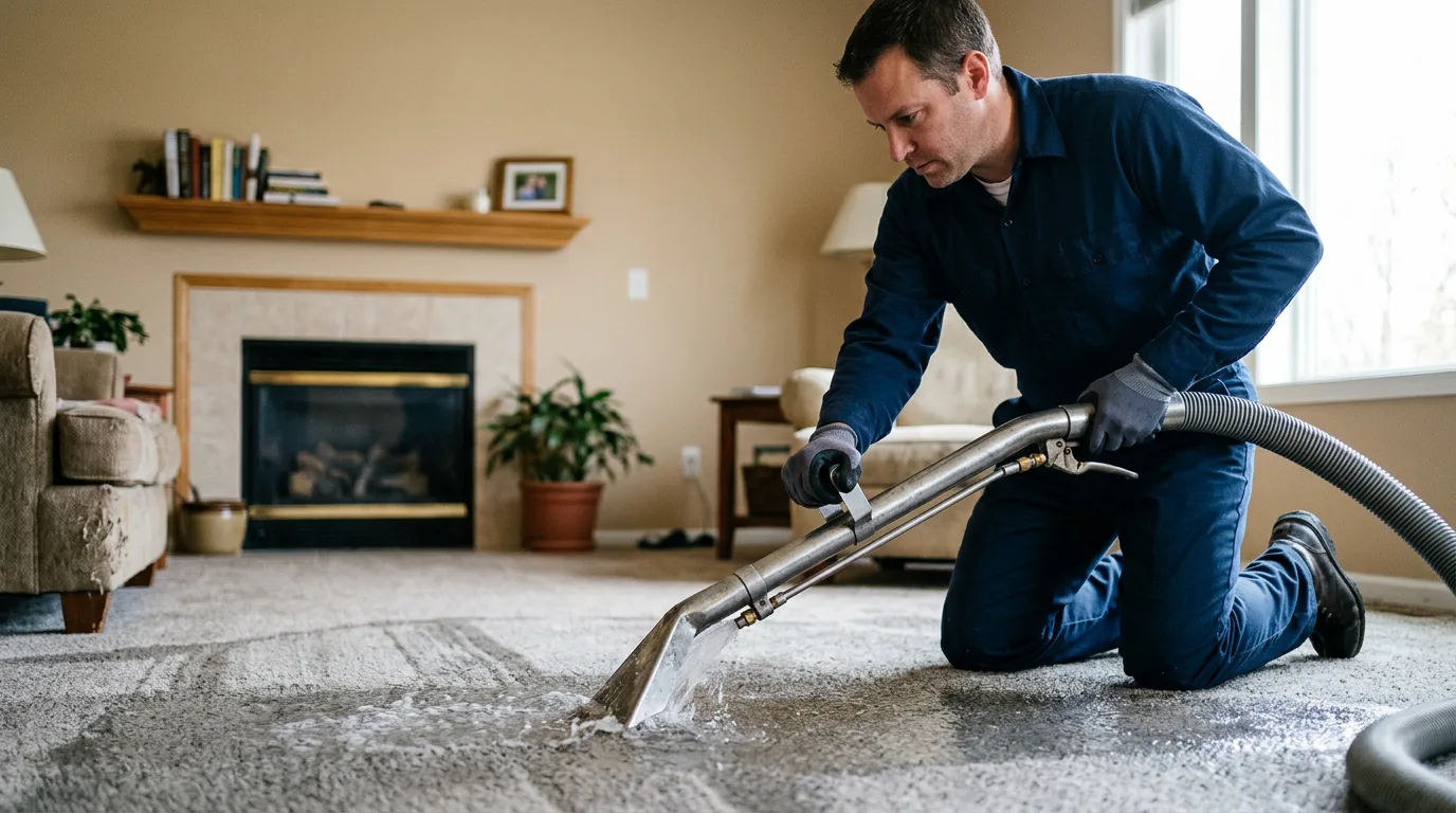 Water damage restoration technician working near Cecil, WI